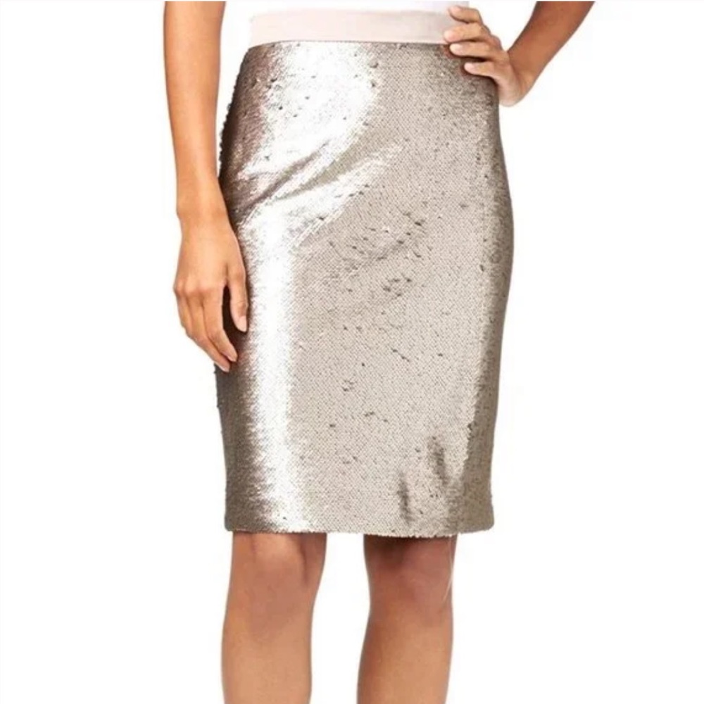 Maison Jules Golden Sequin Skirt size 8 flippy sequin - Picture 1 of 4